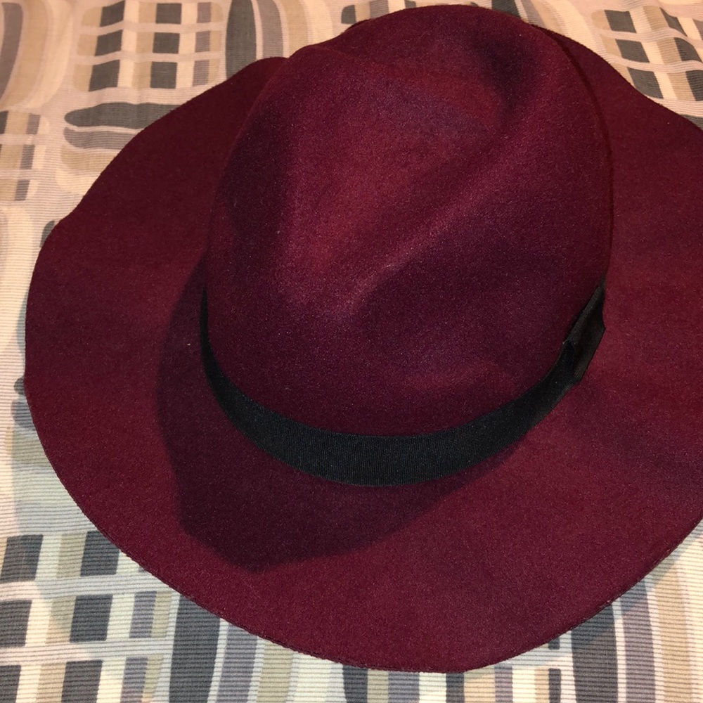 New Burgundy Wool Fedora Hat - Picture 10 of 15
